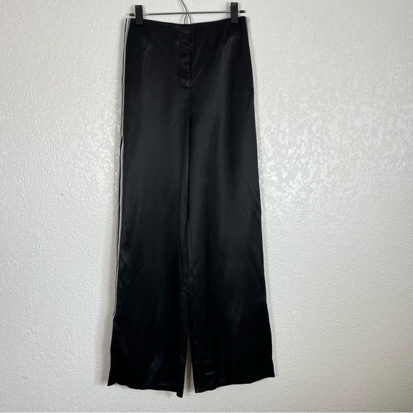 Diane Von Furstenberg Chic Black tuxedo stripe Satin Pants - Picture 3 of 11